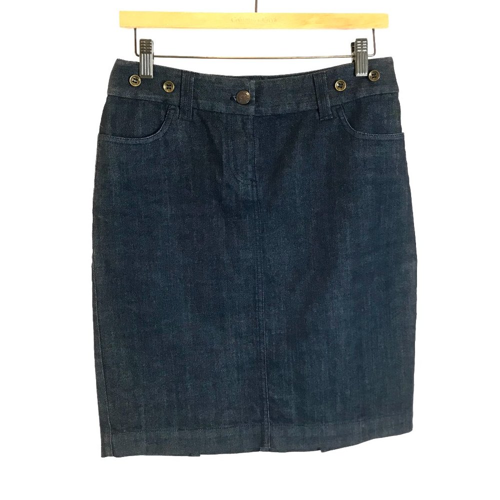 Size 4 J. Crew Y2K Black Denim Knee-Length Skirt